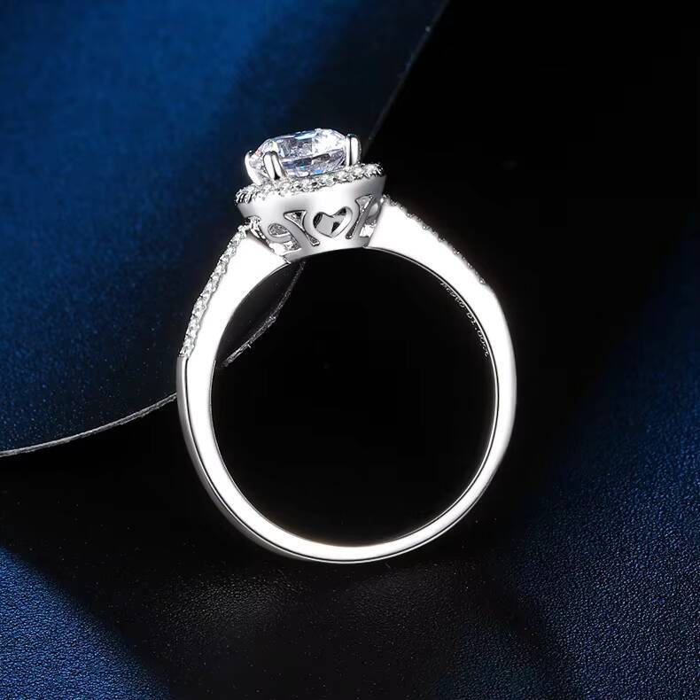 Moissanite Engagement Rings for Women D Color VVS1 Clarity 925 Sterling Silver Ring Round Cut Halo Wedding Promise Band Rings