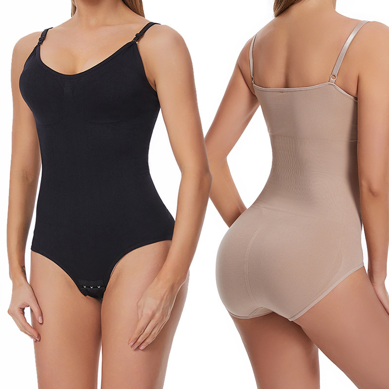 Plus Size Women's Shapewear Bodysuit Tummy Control Open Crotch Hip Lift Strap Chest Support Body Shaper Triangle Panties