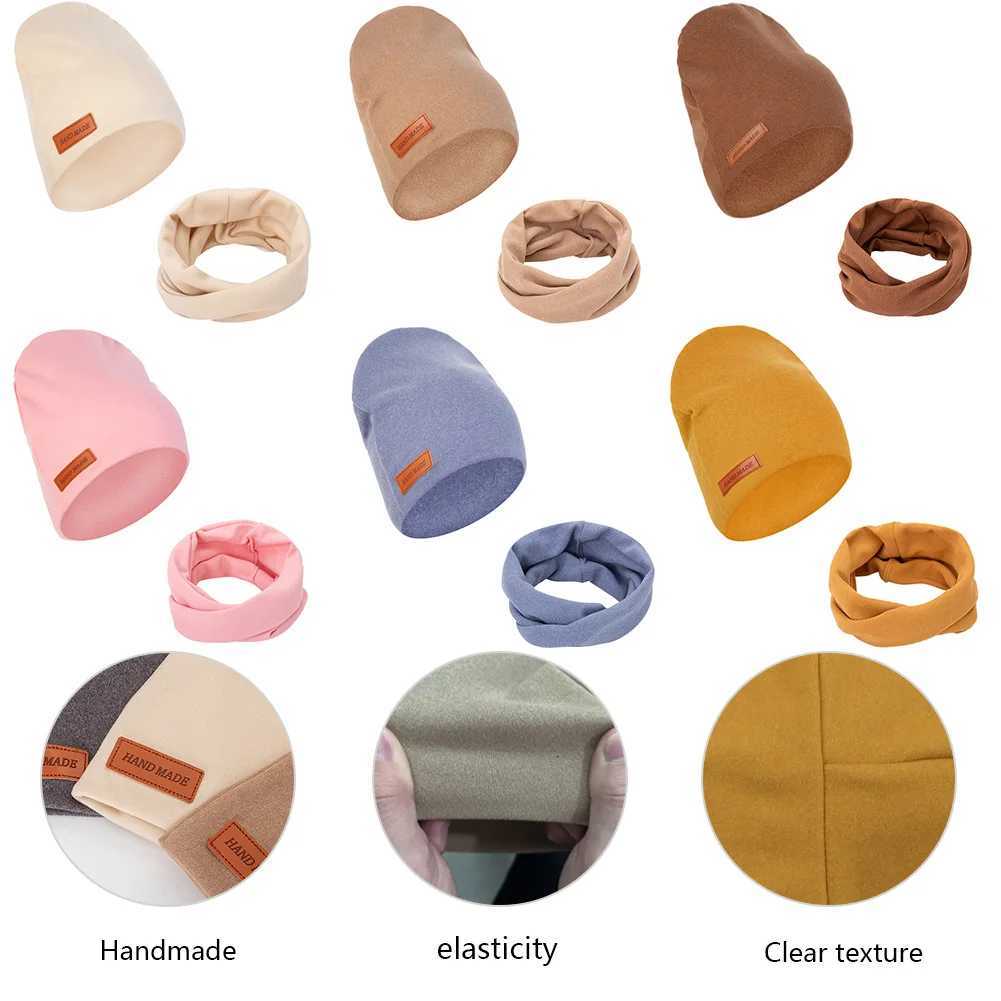 2PcsLot Faux Cashmere Baby Turban Hats Scarf Set Newborn Kids Leather Stick Winter Double Layers Caps Bonnets Fashion HeadwrapsL251024