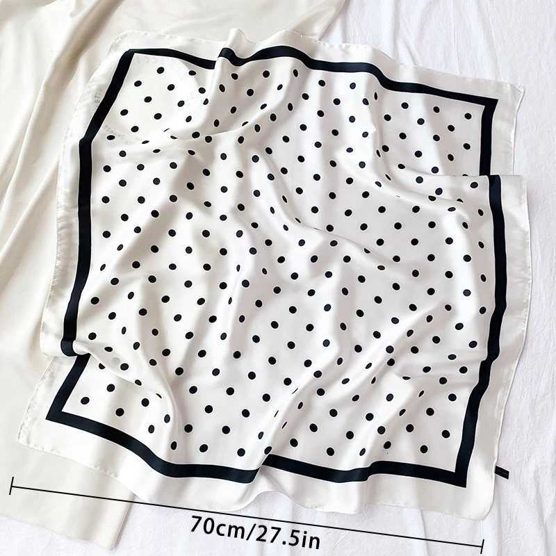 1pcs 70cm Fresh Polka Dot Printed Silk Scarf for Wen Imitation Silk Simple and Elegant Heaear Clothing Square Scarf Y251024