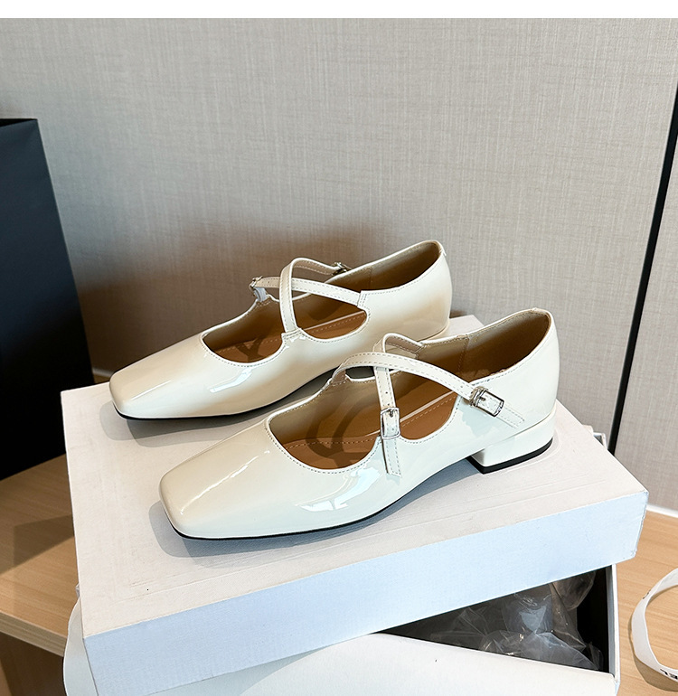 2123-2 Style Toe Cross Strap Square Mary Jane Autumn New French Versatile Low Heel Shoes for Women ddmythur