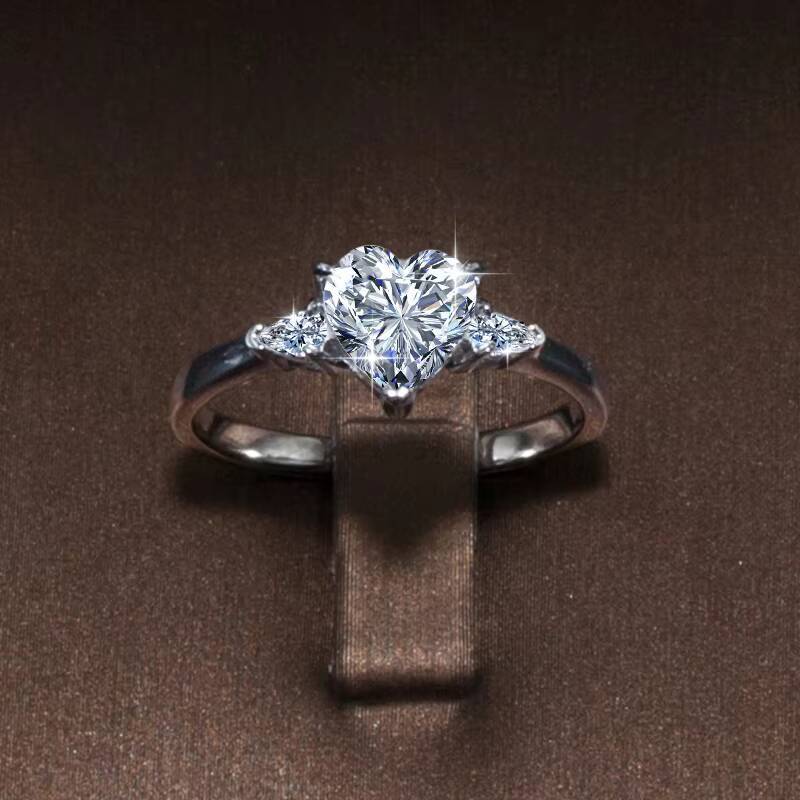 Heart Shape 925 Silver 3CT Moissanite Engagement Wedding Ring With GRA Certificate for Women