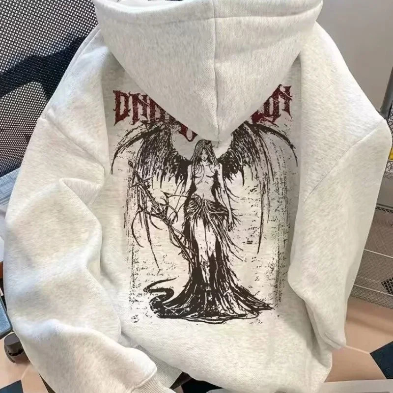 Harajuku Angel Graphic Hoodies For Men High Street Gothic Punk Fashion Hoody Winter Fleece Y2K Vintage Oversized Sweatshirts 251018