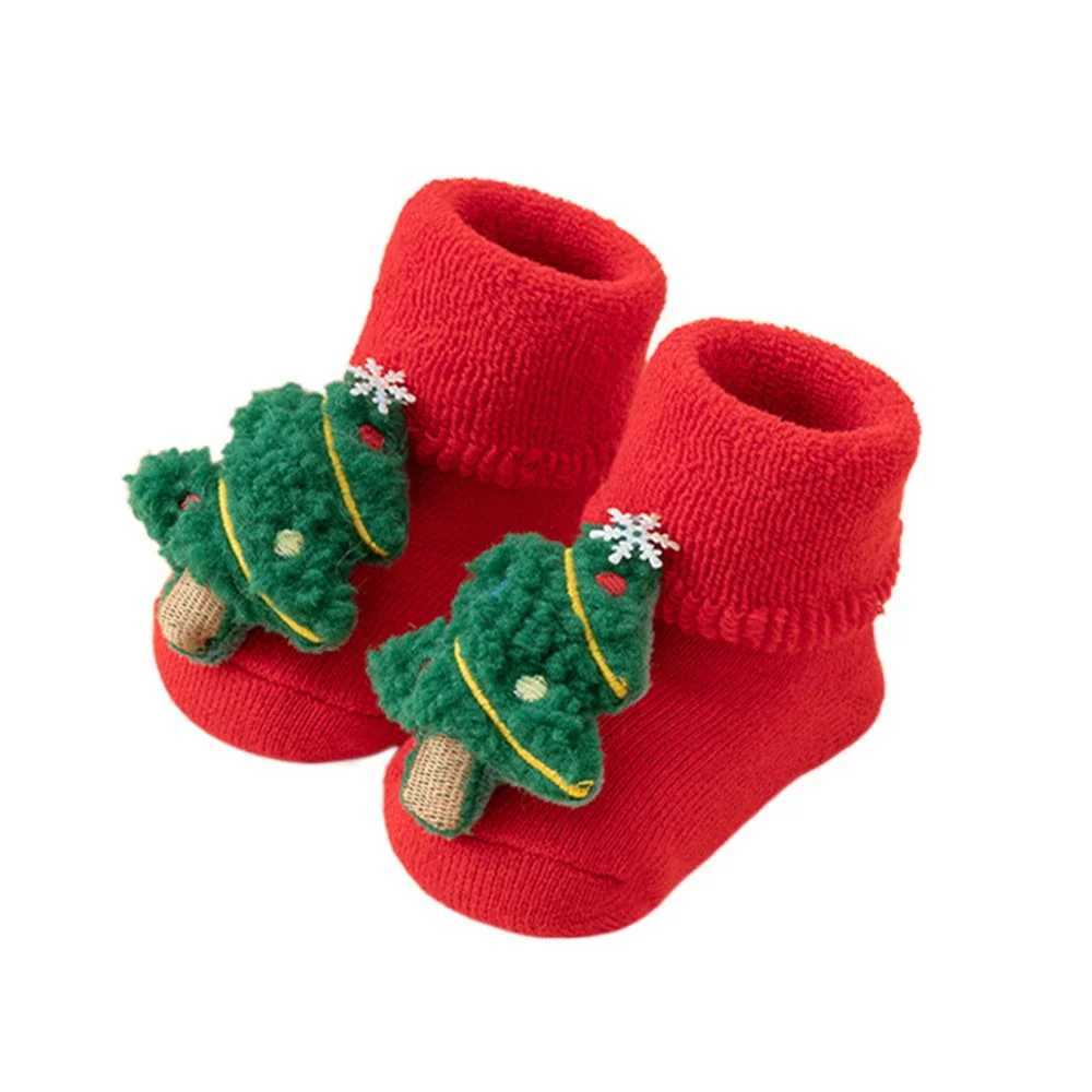 Kids Antislip Socks Infant Christmas Santa Claus Warm Slippers Children Sock Newborn Cotton Winter Baby Girls Boys J251024