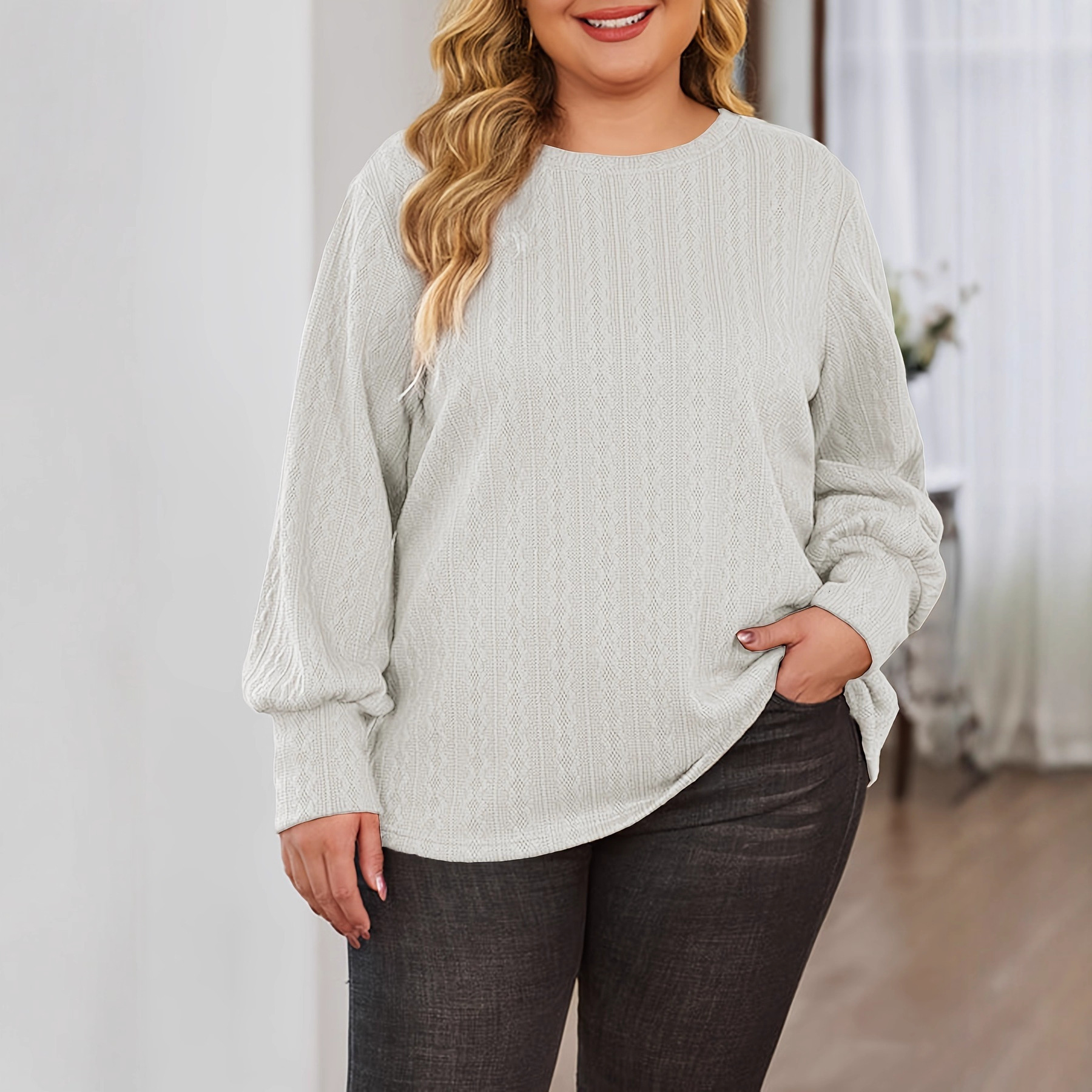 2025 Autumn and Winter Long Sleeve Round Neck Fashion Casual Solid Color Knitted Sweater Hoodie