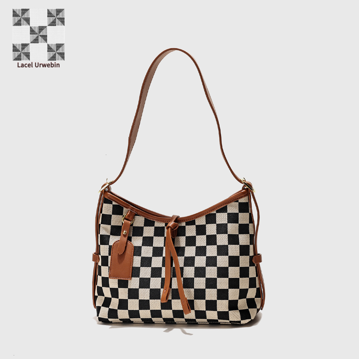 Lacel Urwebin Designers Niche Design Large-capacity Handbag Luxury Bag For Women 2025 New Style Versatile Chessboard Commuting Underarm Shoulder Cross