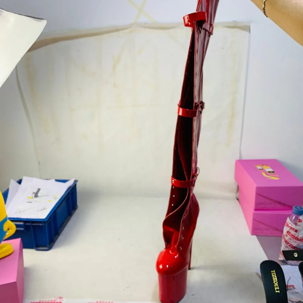 1223cm high heels high boots buckle boots round head dancer fashion sexy catwalk shoes to thigh high boots 251023