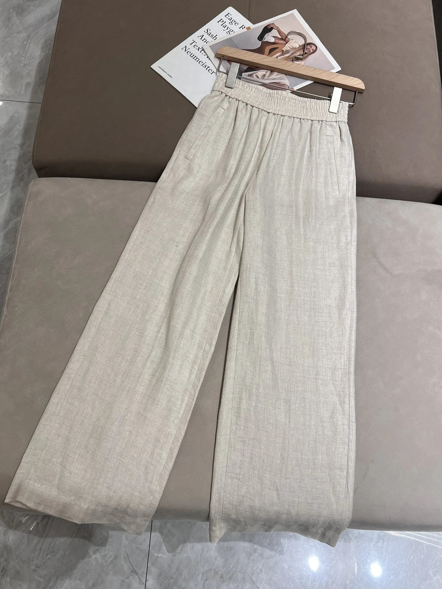 Womens Linen Sequins Blazer Jacket Suit Pants Blazer Vest Short Jacket Set 251023