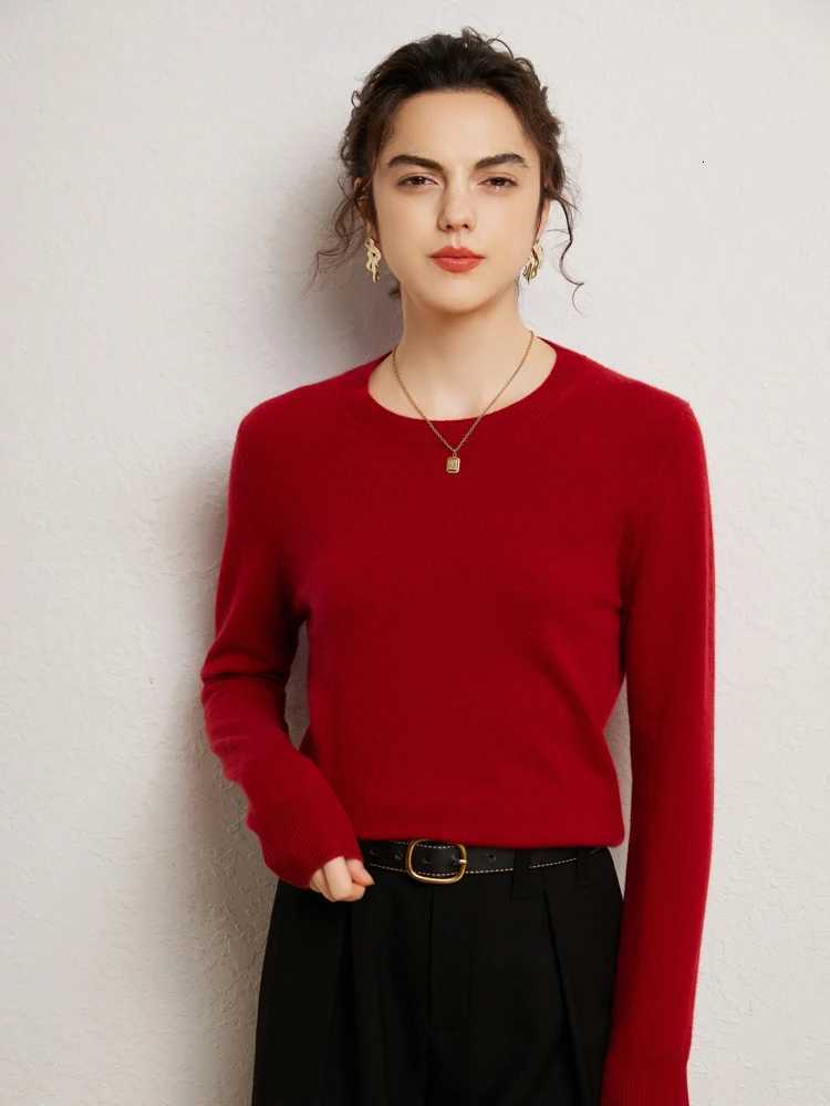 Women 100 Cashmere Sweater Round Neck Pullover Autumn Winter Basic Cashmere Knitwear Soft Solid Long Slve Simple Clothing Top C251024