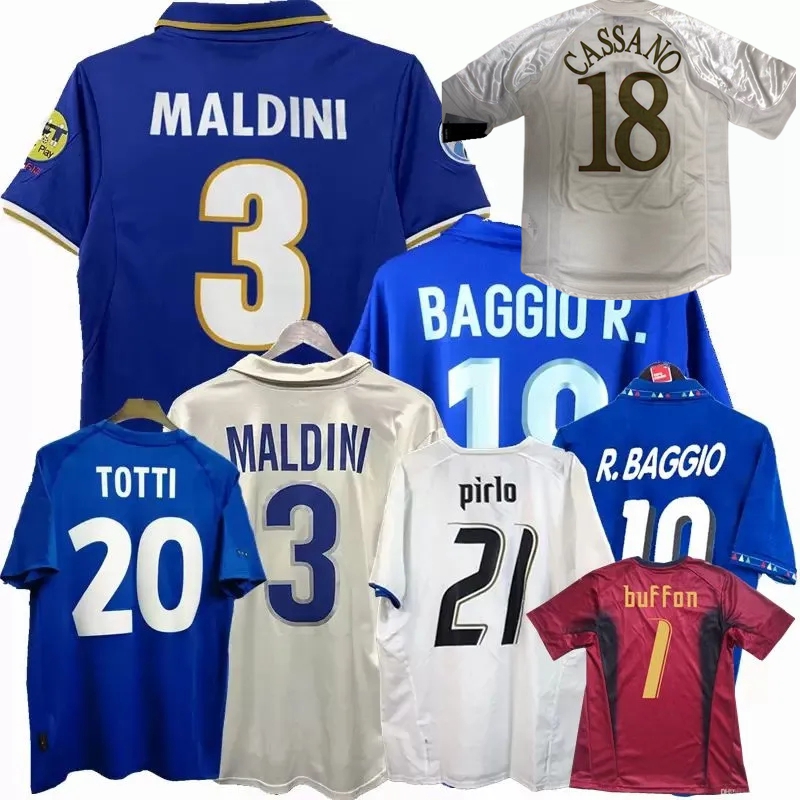 Retro classic Italy soccer jerseys 1990 94 96 98 2000 04 06 2012 19 20 21 Italia MALDINI RBAGGIO Nesta CANNAVARO PIRLO DEL PIERO Balotelli football me