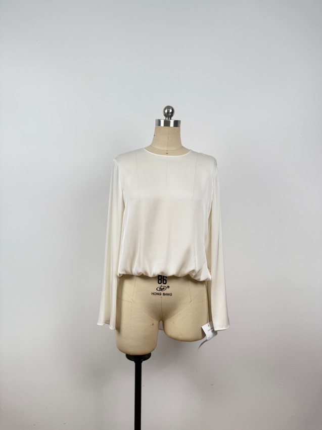 Simple, Sophisticated, Elegant, Light Luxury Silk Long-Sleeve Top JYS37011