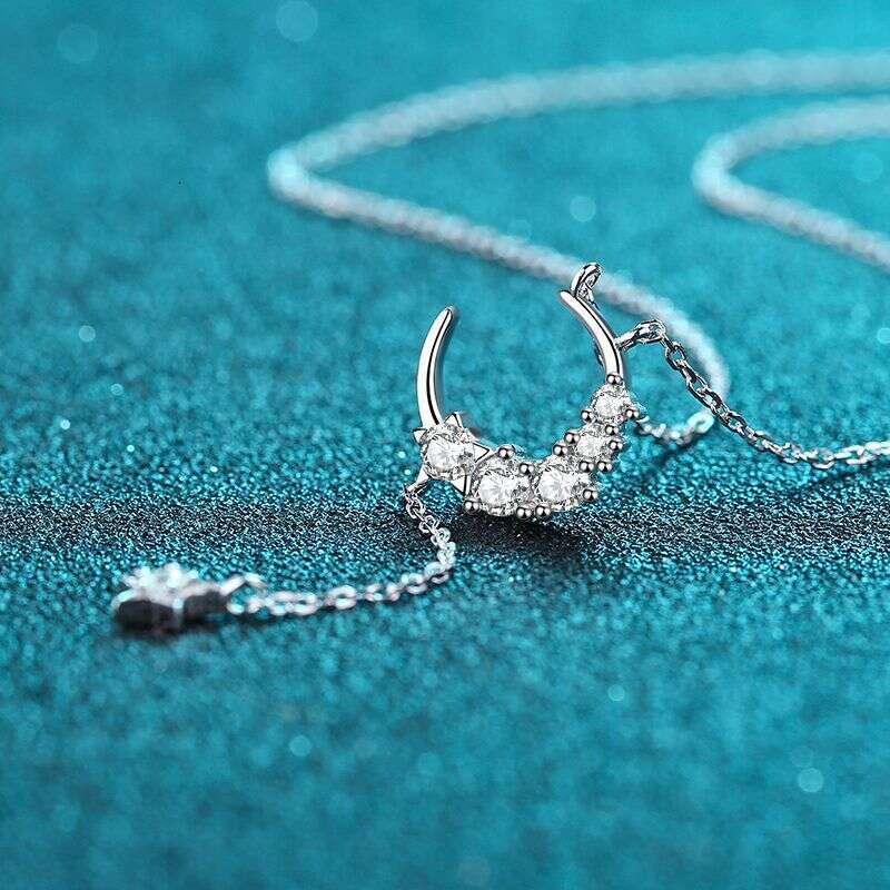 DHCollections-- XDY Sier Star Moon Pendant Internet Celebrity INS Style Moissanite Necklace