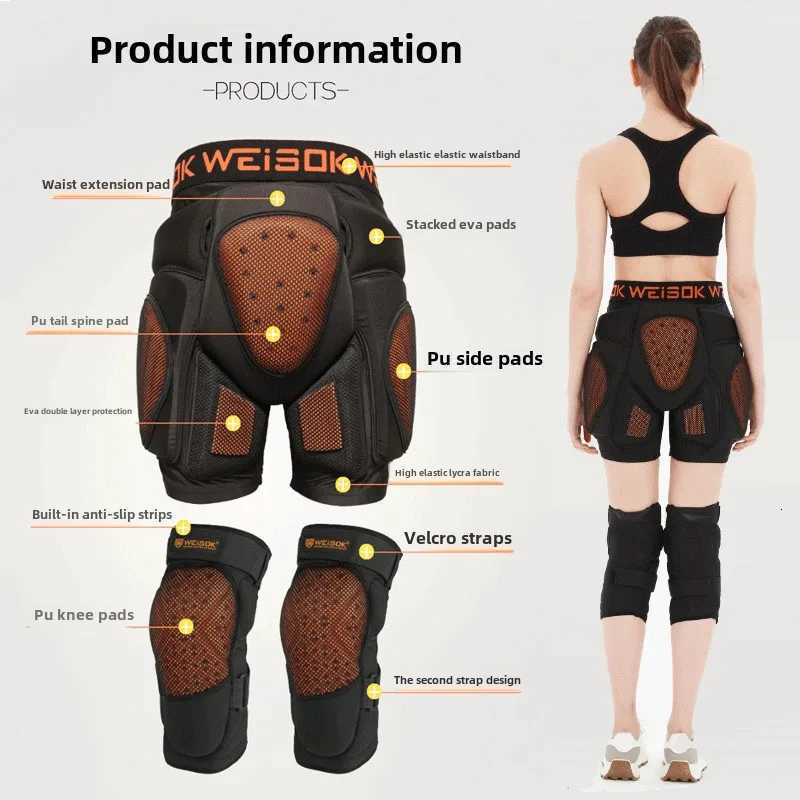 Ski Protective Gear Builtin Hip Knee Protection Set Single Board Double Board Anti Fall Butt Pad Adult Men Women EquipmentW251024
