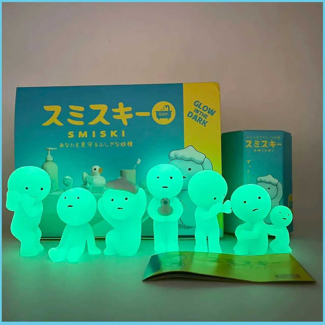 New Smiski Bath Serie Mystery Cute Glow In The Dark Green Doll Action Figures Cartoon Desktop Blind Box Model Gift Doll Toys J251024