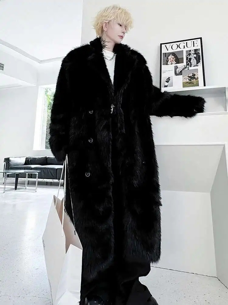 LUZHEN Winter Velvet Thickened Long Over The Knee Faux Fur Coat Highend Korean Trendy Handsome Classy Mens Outerwear LZ6697 251014