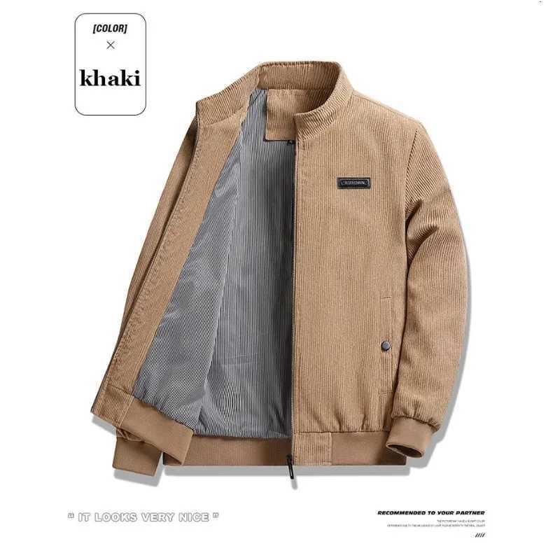 Mens Spring Autumn Lapel Jacket Corduroy Casual Workwear Coat CottonPadded Jacket Lightweight Streetwear Windproof Outerwear Z251024