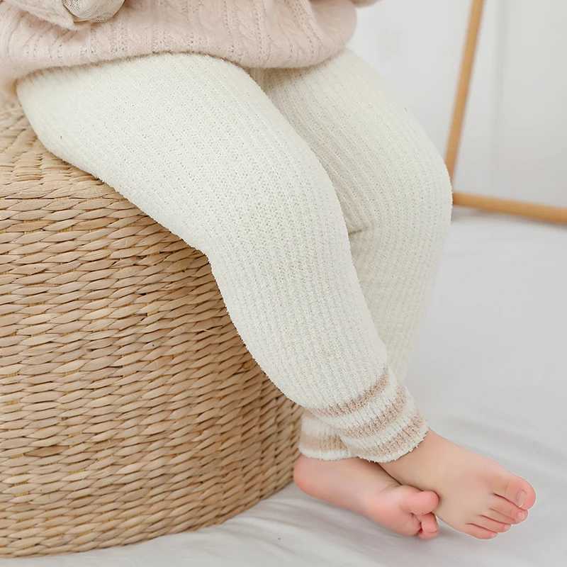 Toddler Winter Tights Children Girls Boy Thermal Velvet Thick Pants Kids Warm Cute Coral Fleece Stripe Leggings Baby AccessoriesT251024