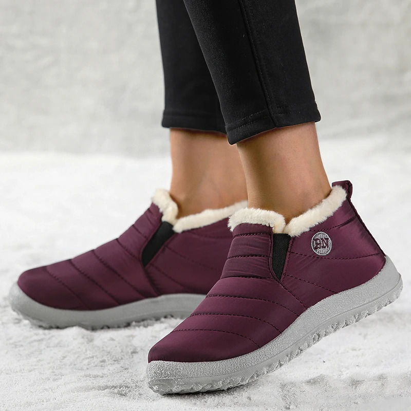 Snow Womens Boots Black Shoes Women Slip On Women Booties Fur Ankle Boots Waterproof Couple Soft Botas Mujer Winter Boots Women251020