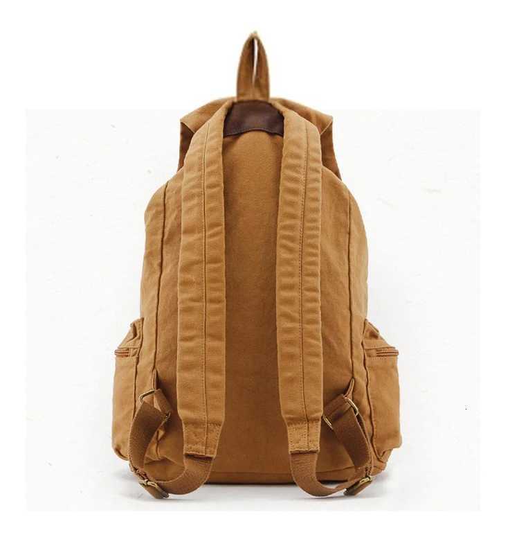 Fashion Vintage Leather military Canvas Backpack Men School Bag drawstring backpack Women Bagpack male Rucksack Teenager mochila W251025