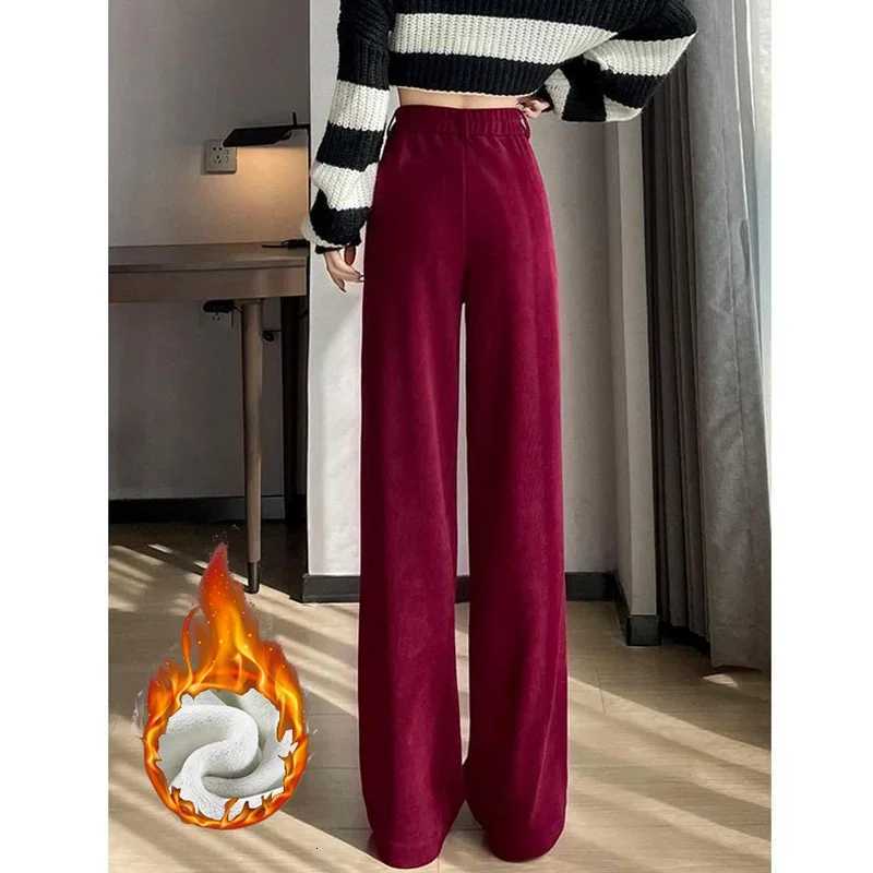 Winter Hot Sale Lady High Waist Thermal Pants Female Plush Straight Leg Trousers Girls Snow Warm Fleece Casual Daily PantsT251025