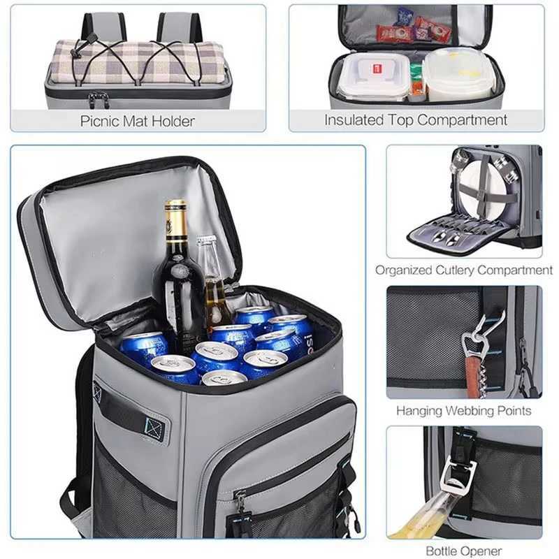 30L Insulated Backpack Multipupose Lunch Rucksack Outdoor Travel Camping Fishing Beach Picnic Thermal Bag Large Hiking Bags W251025