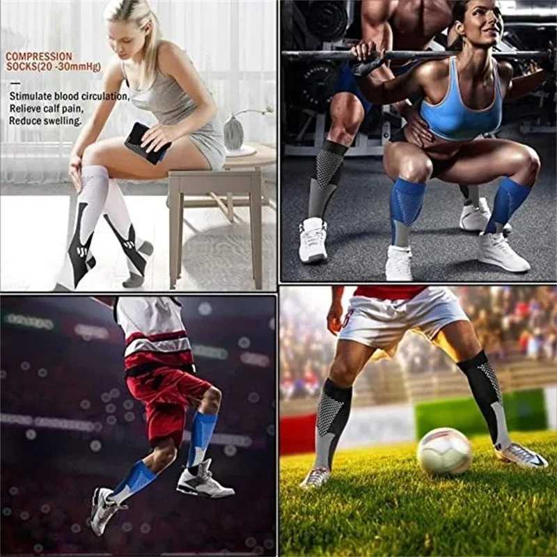 Running Men Women Compression Socks For Football Anti Fatigue Pain Relief 2030 mmhg Black Compression Socks Fit For Sport Socks Y251024