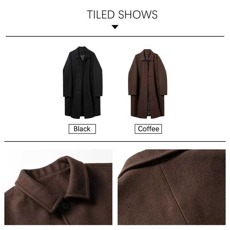 TFETTERS Brand Long Woollen Overcoat Man 2025 Autumn Winter New Solid Color Korean Fashion Coats for Men Casual Shopping ClothesT251025