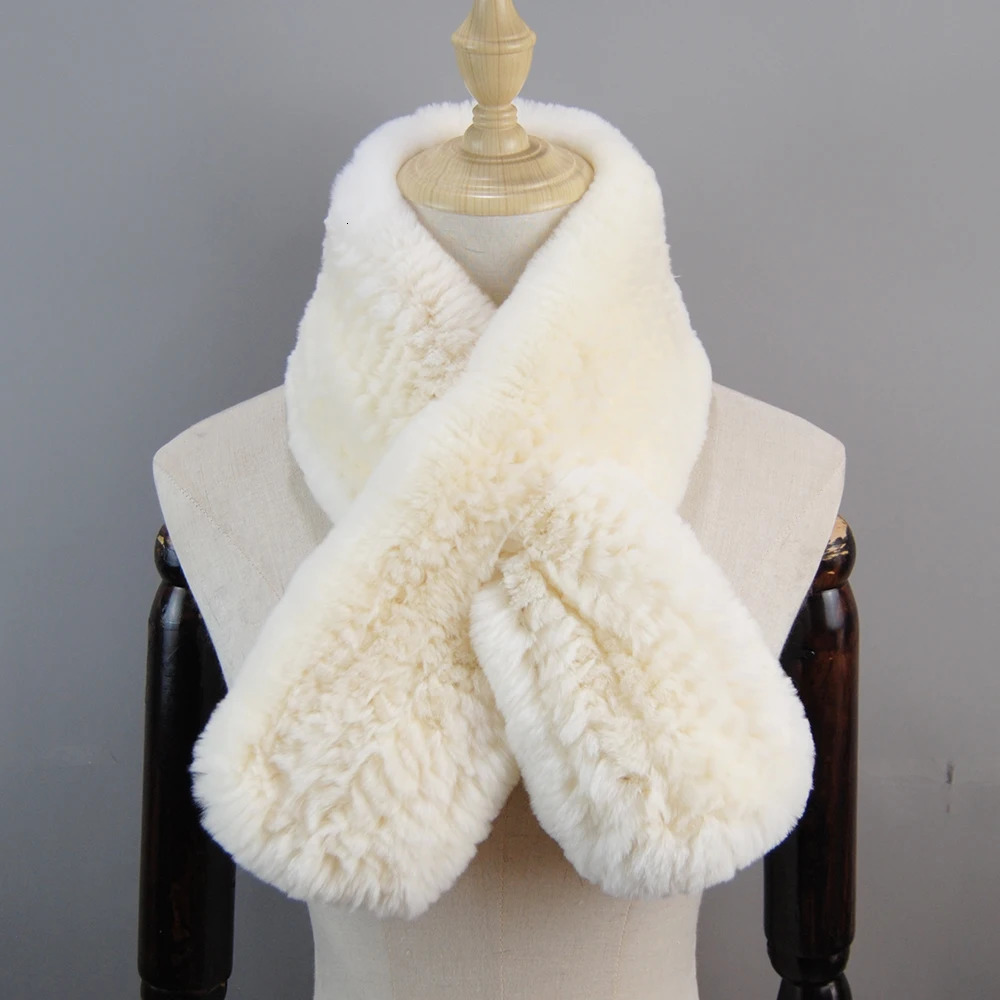 Russia Winter Real Rex Rabbit Fur Scarf Women Winter Warm 100 Natural Rex Rabbit Fur Scarves Lady Knitted Real Fur Mufflers 251020
