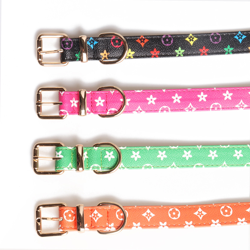 designer dog collar Designer Pet Collars Leashes Classic Print Durable PU Collar Leash Set