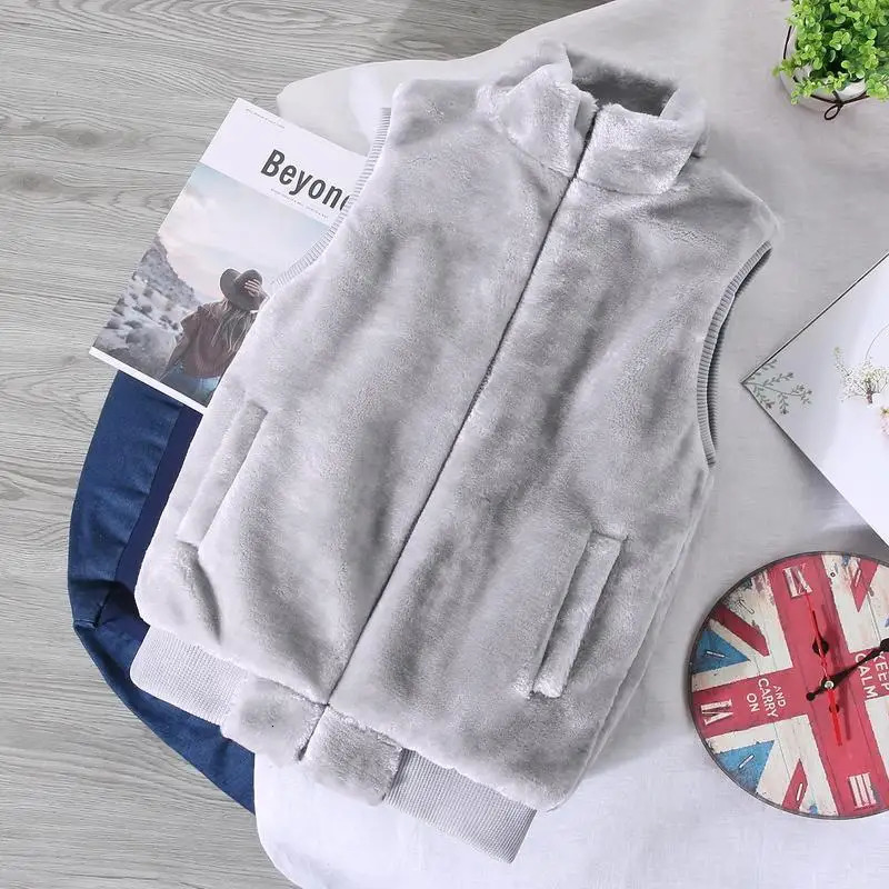 Men Clothing Autumn Winter Fashion Mink Fur Warm Zipper Vest Jacket Solid Stand Collar Sleeveless Slim Fit Coat 251020