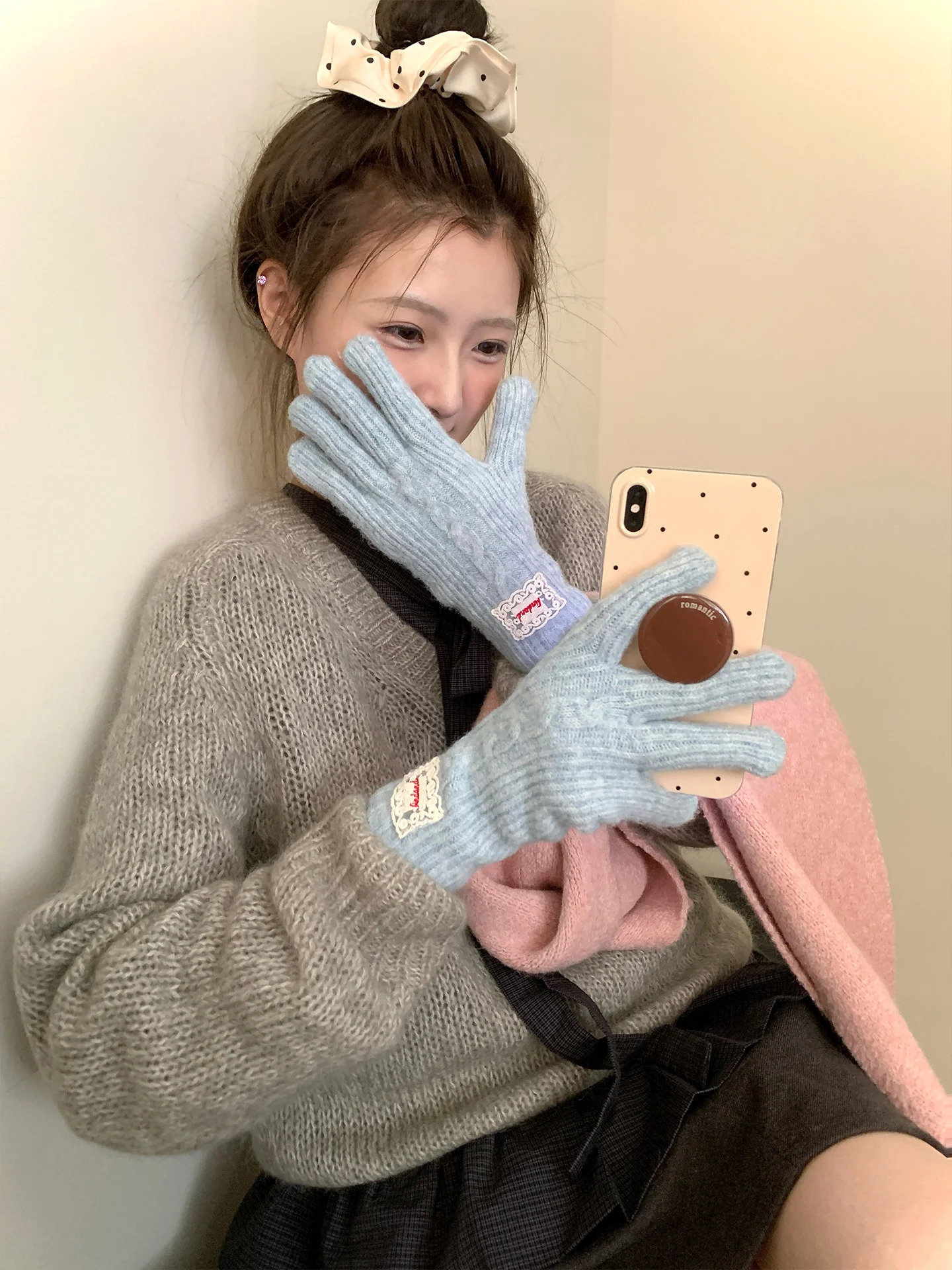 Touch Screen Thickened Warm Gloves for Women in Autumn and Winter Korean Style Knitted Cycling ColdProof Gloves 251023