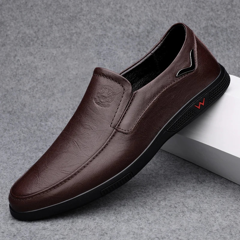 CLOHOO Mens Business Casual Shoes Handmade Layered Cowhide Rubber Bottom Leather Footwear for Office And Leisure 251023