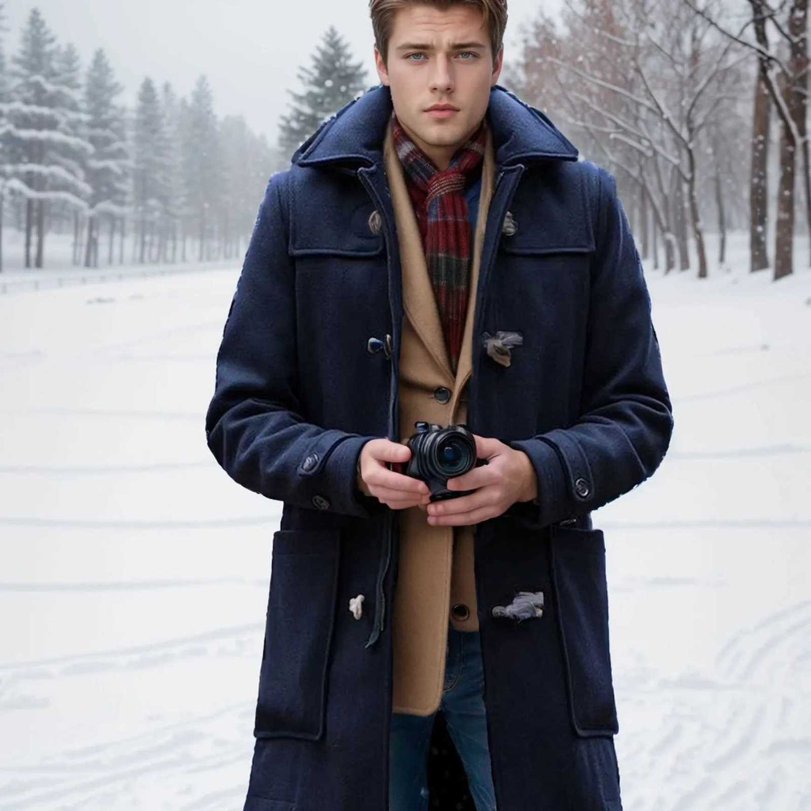 Mens Casual Singlebreasted Lapel Solid Color Overcoat in Midtolong Style for Autumn and Winter Trendy Coat Jacket SXXXLT251025