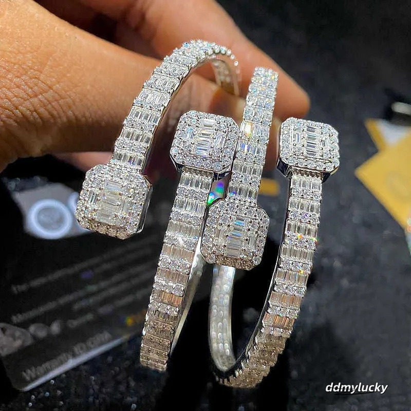 Fashion Bangle Bracelet Sterling Sier, Baguette Cut Style - Statement Jewelry For Couples Ddmylucky