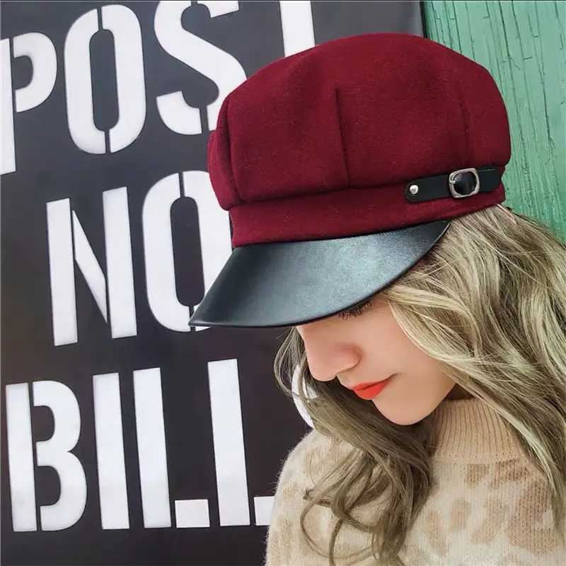Wens Retro Fashionable British Beret Korean Versatile Octagonal Hat Retro Classic Beret Hat C Y251025