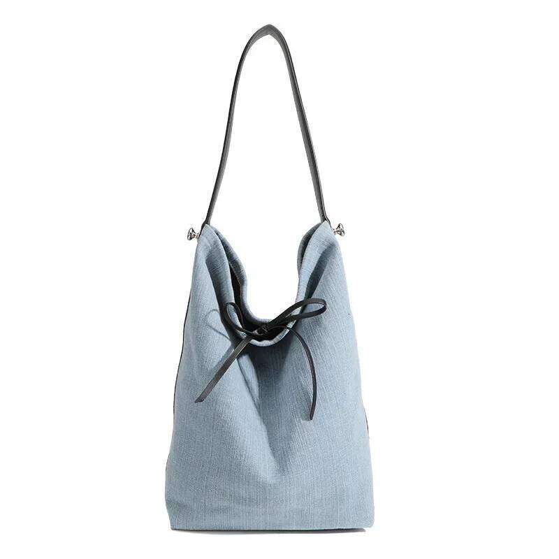 Cowboy Canvas Hangbag Women Fashionable Versatile Denim Bucket Bag Retro Casual Large Tote Female Shopping Shoulder Bags Suotong1025