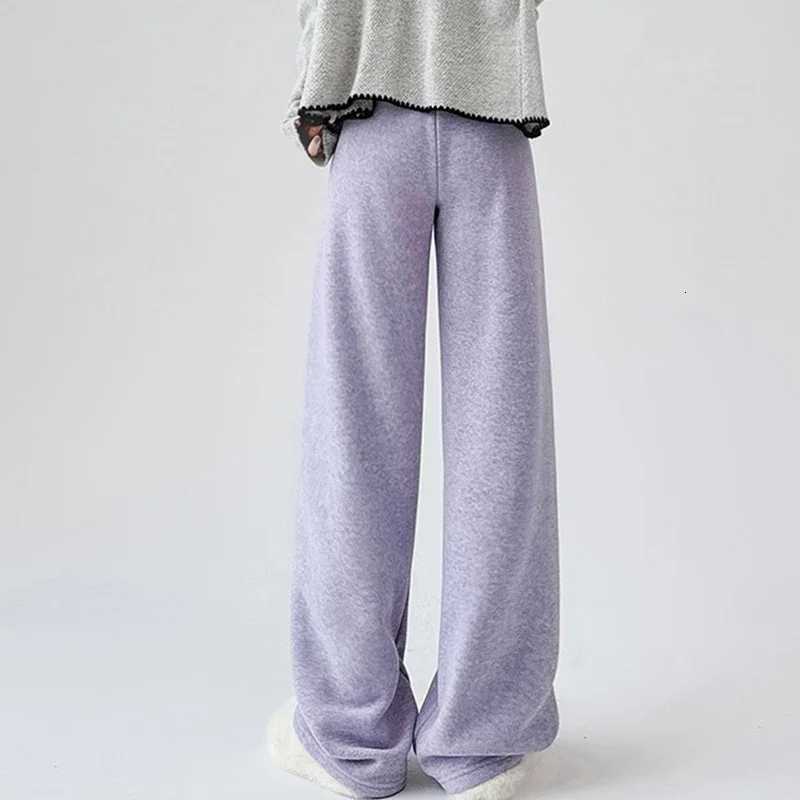 Thicken Warm Faux Lamb Wool Pants Women Winter Casual Loose Wide Leg Cotton Pants Woman Lace Up High Waist Fleece Trousers MujerT251025