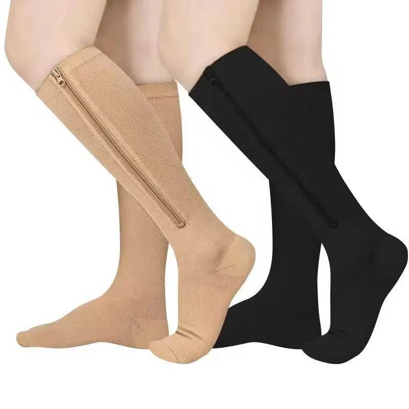 1 Pair Medical Zipper Compression Socks Women Men High Elasticity Nylon Closed Toe Pressure Stocking for Edema Varicose Veins Y251024