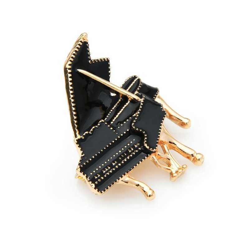 Wulibaby Black Enamel Piano Brooches Women Alloy Instruments Music Party Casual Brooch Pins Gifts J251115