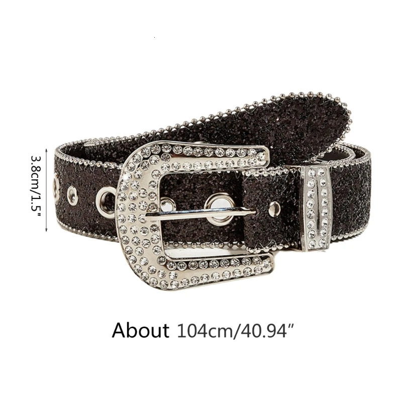M2EA Goth for rhinestone Belts Women PU Leather Strap for rhinestone Belts Western Cowboy Y2K Girls Fashion Belt for Jeans Men 251024