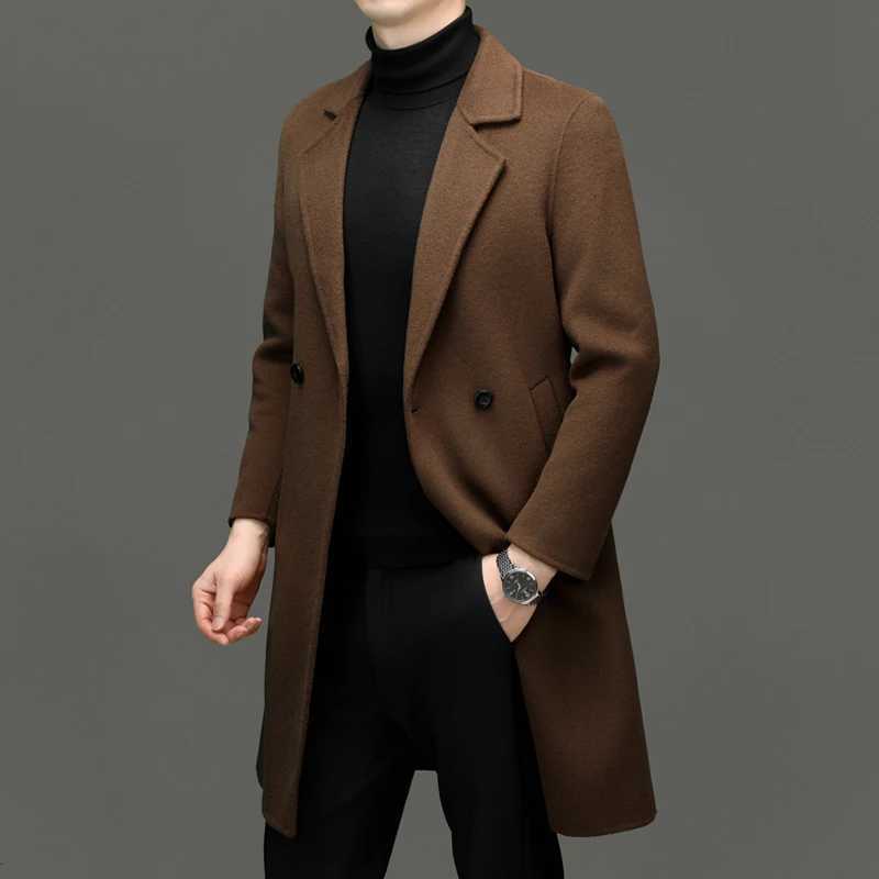 Mens Effortless Cashmere Overcoats Winter Essential Topcoat Classic Black Caramel Gray Color Wool Coat Gentlemen Elegant AttireT251025