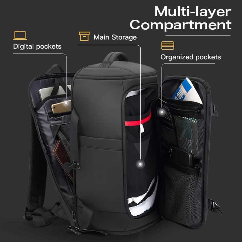 BANGE Carry On Backpack Cabin Bag Travel Backpack for Men Shoes Handle Luggage Leisure Laptop Backpack mochila para viaje cabina W251025