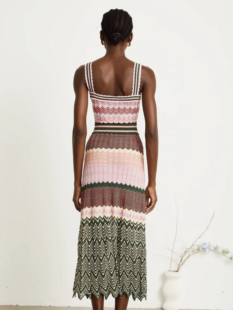 Knitted Dubai Arab Long Maxi Women Elegant Sleeveless Vintage Dresses Vacation Wear Trendy Boho Dress 251022 C260312