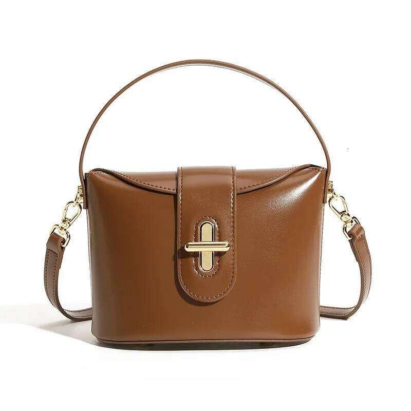Minimalist Genuine Leather Women Shoulder Niche Design Female Small Elegant Crossbody Capsule Lock Tote Phone Bag Suotong251025