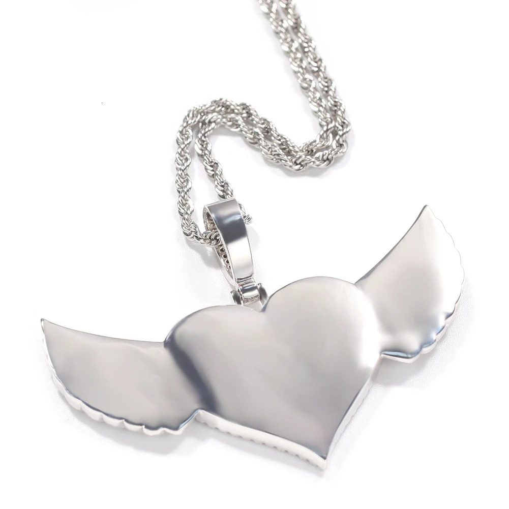 The Bling King DIY Poes Necklace Heart Shape With Wing Fashion Jewelry For Couple Gift Tennis Chain Valentines Day 251023