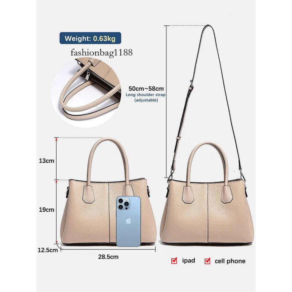 Zency Women's Genuine Leather Top-Handle Bag Noble White Crossbody with Three Compartments for Daily Work And Shopping