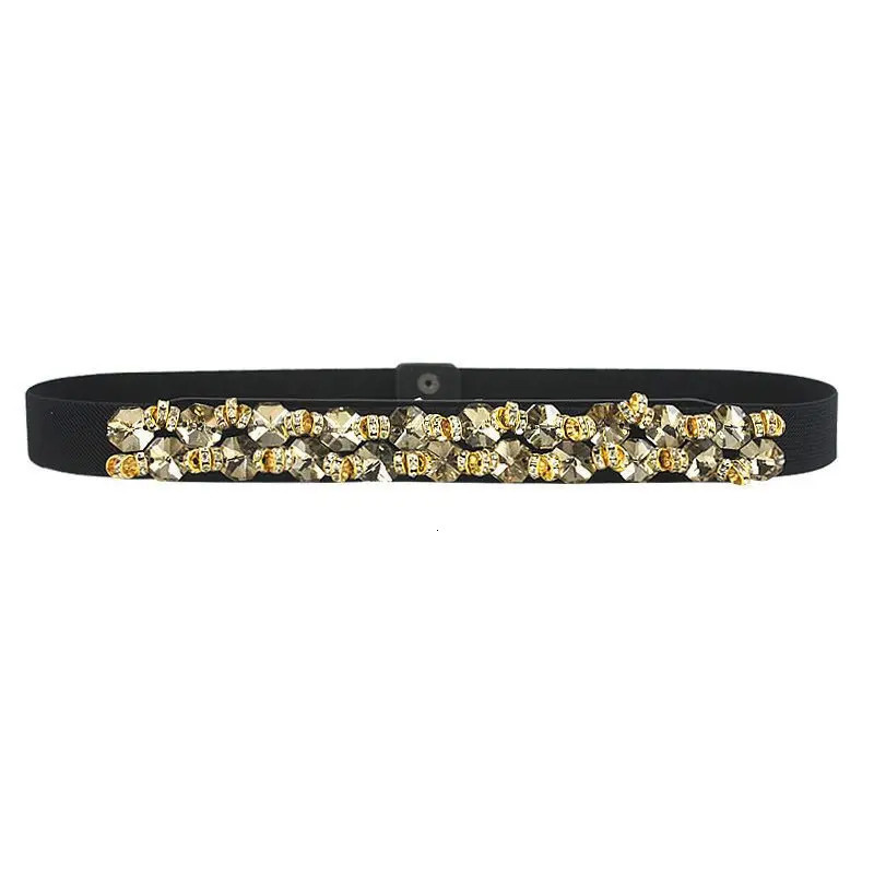 Black Rhinestone Waist Corset Womens Elasticated Belt with Crystal Stylish Accessory for Dresses Ins Trendy Y2K Chic 251024