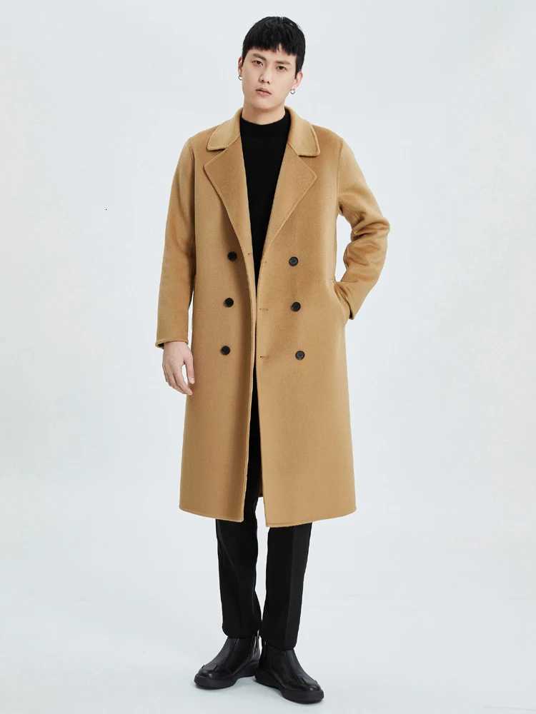 HighEnd Mens Coat 100 Pure Wool Winter Thickened Outerwear Coat DoubleBreasted Trendy Coat Fashionable AllMatch Trench CoatT251025