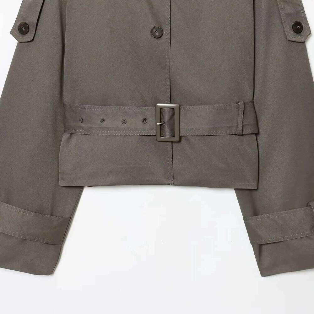 Diyig WOMAN Autumn New Fashion With Belt Short Comfortable Windbreaker Retro Long Sleeve All Match Coat Outerwear Mujer
