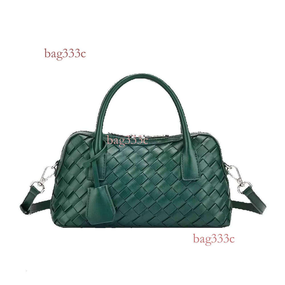 Bao Die Jia New Handmade Woven Bowling For Women Fashionable Versatile Commuting High-End Feel Single Shoulder Crossbody Bag Cowhide Woven Bag